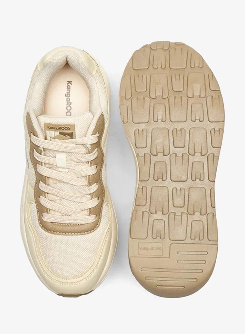 kangaROOS BEIGE Women's Panelled Lace-Up Sports Shoes for Women | Best Price UAE