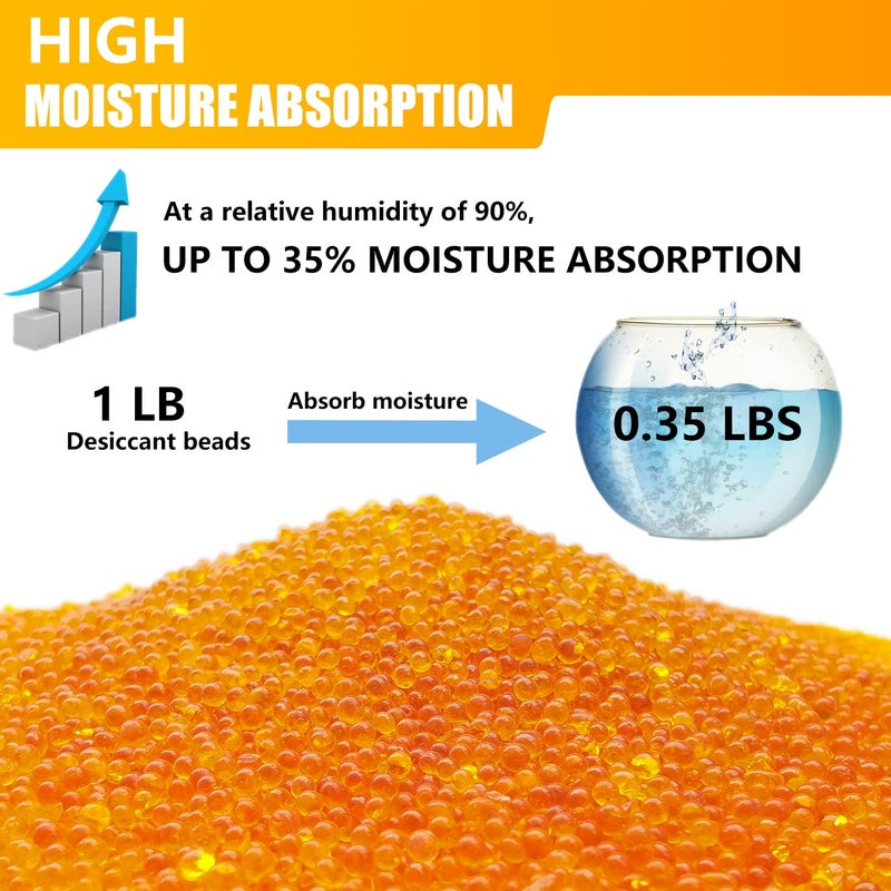 HDongany 1 Pound Premium Orange Indicating Silica Gel Beads 24 mm Size Reusable Silica Gel Desiccant Beads for Transformer Camera Jewelry Electronics Documents Clothes Books Shoes  - Image 4