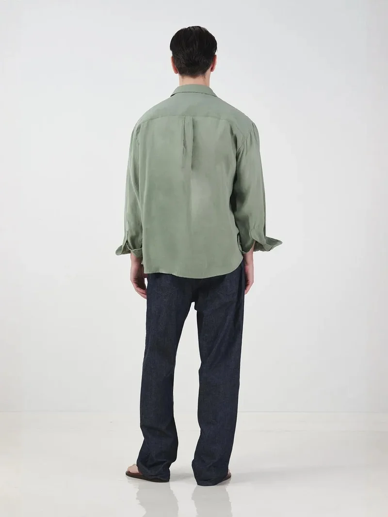 Giesto Mint Green GIESTO Oversized Long Sleeve Button-Up Shirt for Men | Best Price UAE