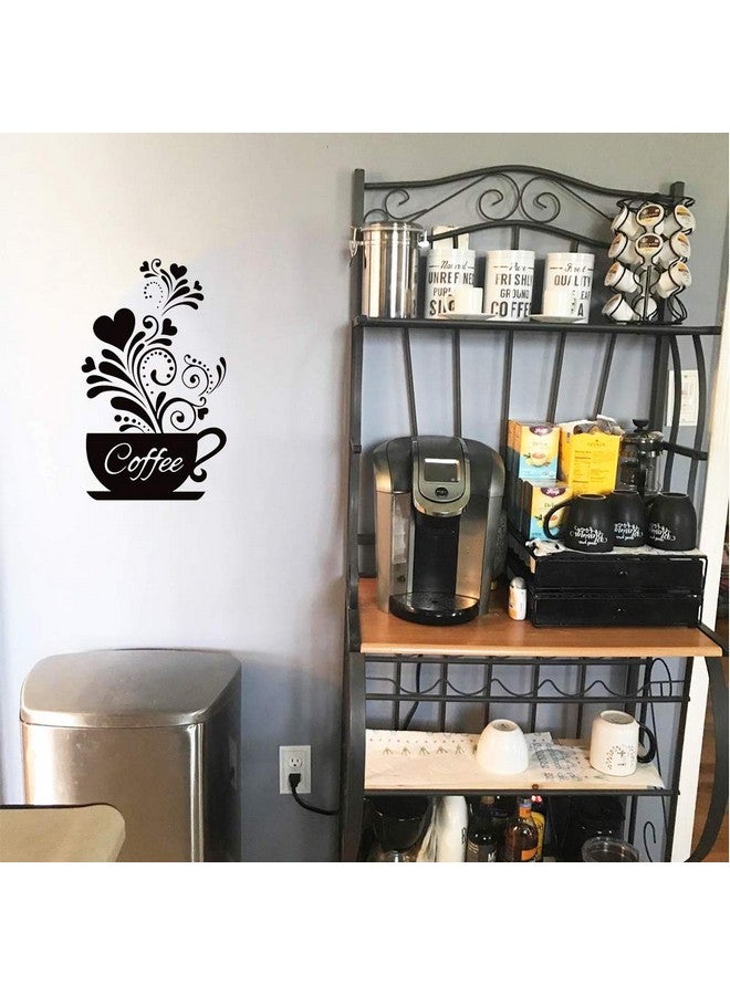 SITAKE “Coffee Cup + Flower” Wall Decor Sticker, Black Coffee Decor For Coffee Bar And Coffee Station, Removable Kitchen Signs For Kitchen Decorations Wall, 11.8 X 18.9 Inch - Image 2