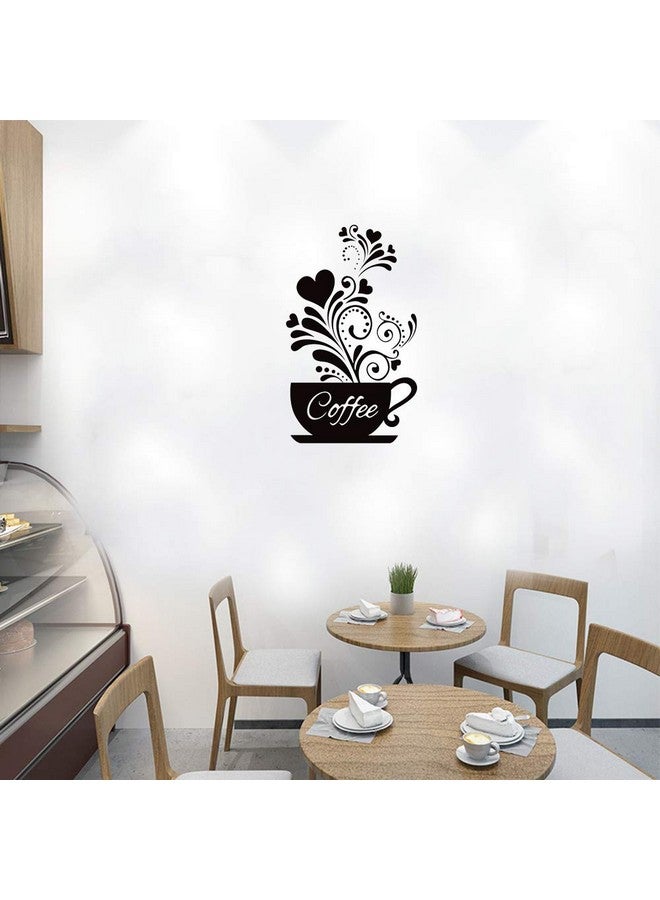 SITAKE “Coffee Cup + Flower” Wall Decor Sticker, Black Coffee Decor For Coffee Bar And Coffee Station, Removable Kitchen Signs For Kitchen Decorations Wall, 11.8 X 18.9 Inch - Image 3