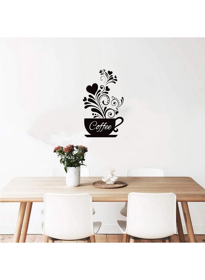 SITAKE “Coffee Cup + Flower” Wall Decor Sticker, Black Coffee Decor For Coffee Bar And Coffee Station, Removable Kitchen Signs For Kitchen Decorations Wall, 11.8 X 18.9 Inch - Image 4