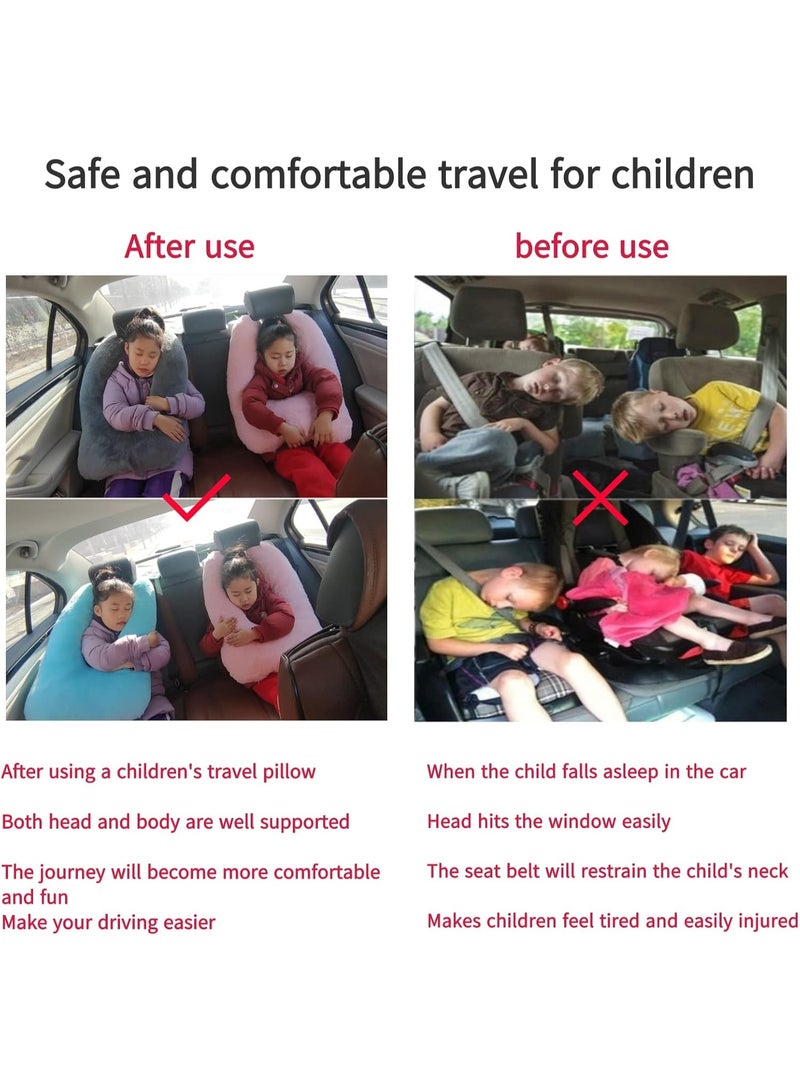 كيو وسادة السفر ووسادة السيارة للطفل ووسادة النوم للبالغين والأطفال أثناء رحلات الطرق السريعة ووسادة السفر للطفل الرمادية - Image 2