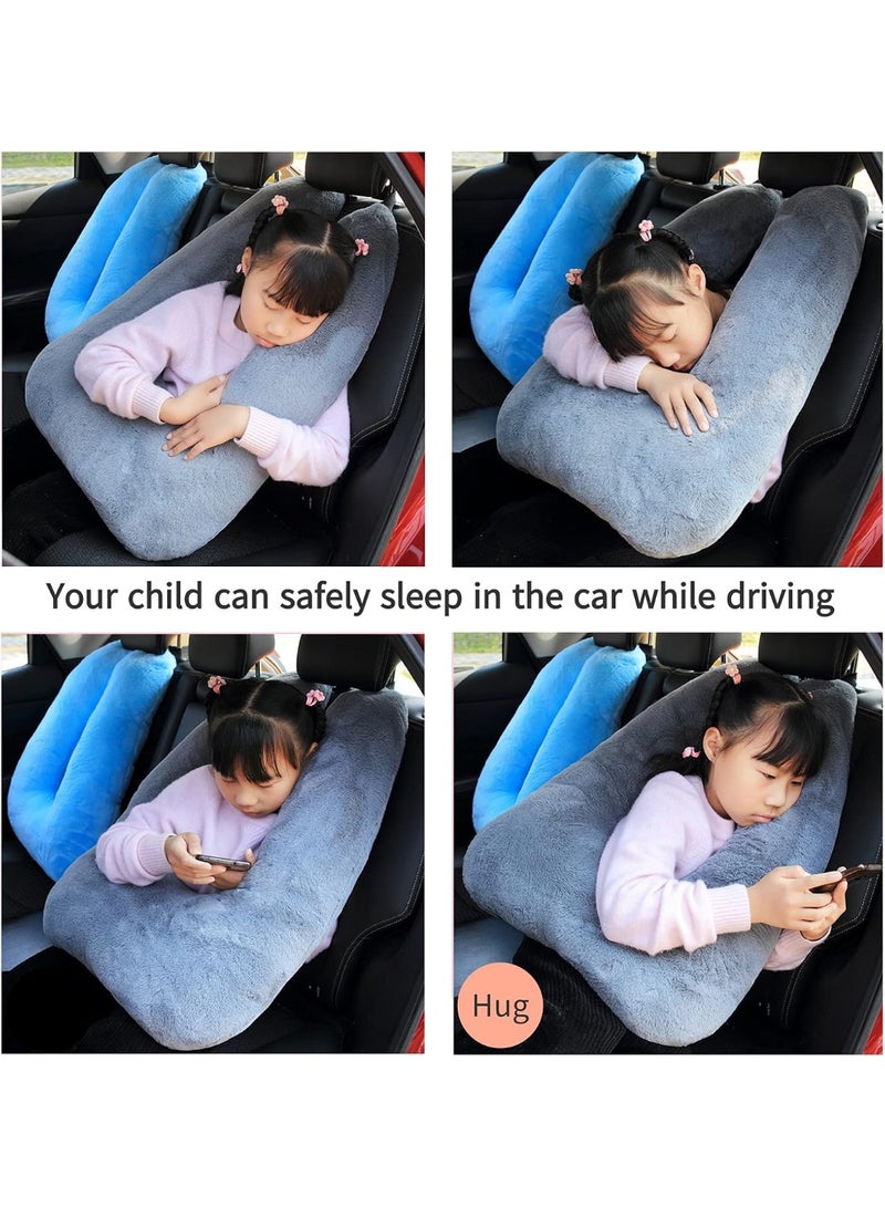 كيو وسادة السفر ووسادة السيارة للطفل ووسادة النوم للبالغين والأطفال أثناء رحلات الطرق السريعة ووسادة السفر للطفل الرمادية - Image 4