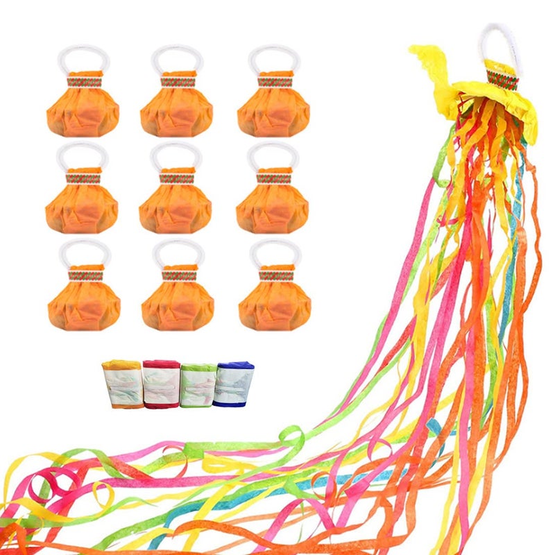 vipolish 10 PCS Streamers Poppers Colorful Hand Throw Streamers No Mess Confetti Crackers Poppers for Birthday Party Wedding Graduation Stage Magic Shows Performance Festival Celebration - Image 1