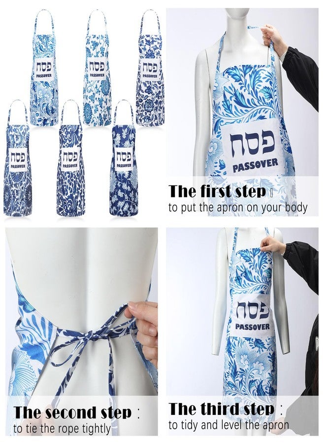 Glitopper 6 Pieces Passover Kitchen Apron Passover Pesach Designed Apron for Seder Gifts Decor(East Embroidery) - Image 3