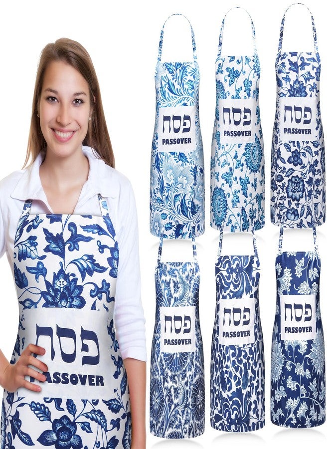 Glitopper 6 Pieces Passover Kitchen Apron Passover Pesach Designed Apron for Seder Gifts Decor(East Embroidery) - Image 1