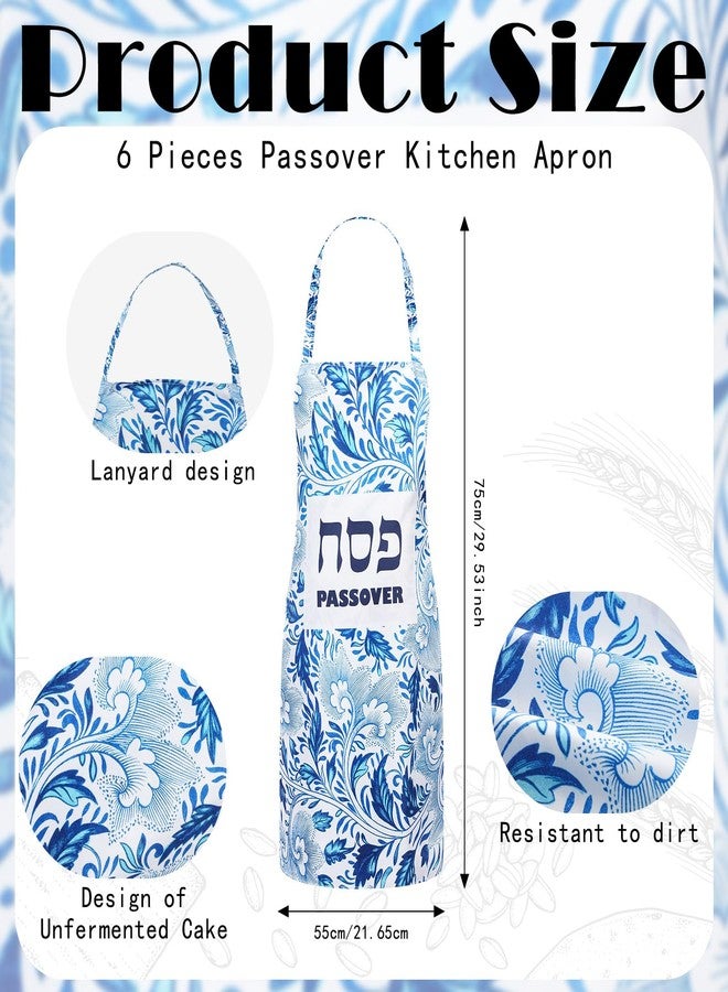 Glitopper 6 Pieces Passover Kitchen Apron Passover Pesach Designed Apron for Seder Gifts Decor(East Embroidery) - Image 2