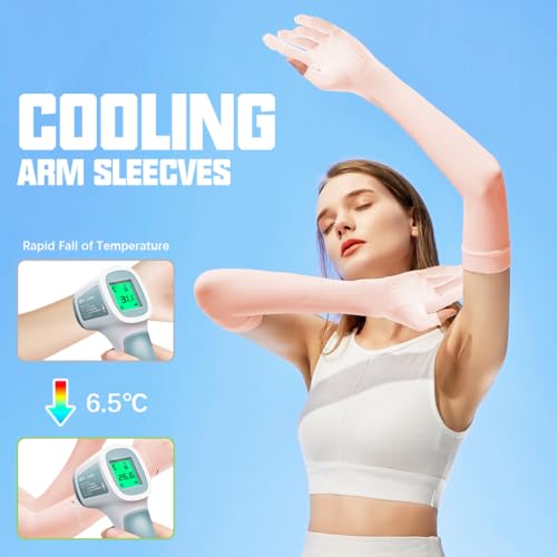 PALAY® Sun Protection Gloves for Women Men Non-Slip Touch Screen Arm Sleeves Breathable Silk Cooling UV Protection Hand Sleeve Full Arm for Bike Riding, Driving, Cycling - Image 4