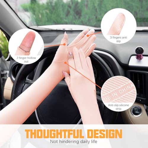 PALAY® Sun Protection Gloves for Women Men Non-Slip Touch Screen Arm Sleeves Breathable Silk Cooling UV Protection Hand Sleeve Full Arm for Bike Riding, Driving, Cycling - Image 5