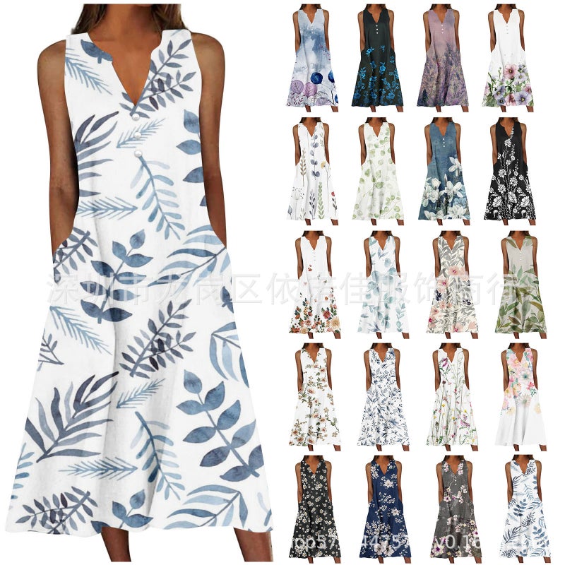 Women's Sleeveless Printed Maxi Dress - Image 1