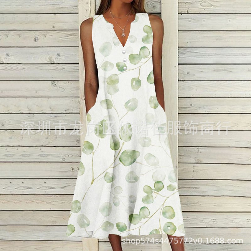Women's Sleeveless Printed Maxi Dress - Image 3