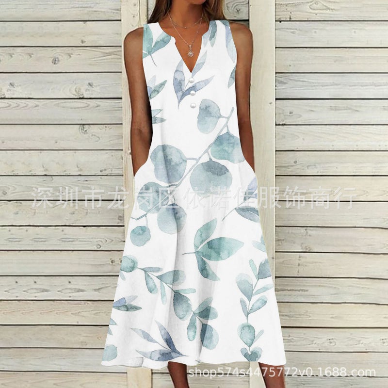 Women's Sleeveless Printed Maxi Dress - Image 2