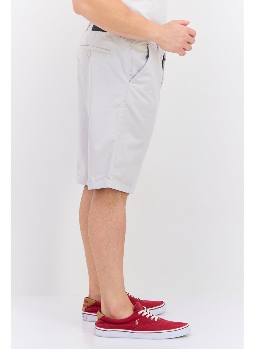 GAS - Men Solid Chino Shorts, Light Grey - Image 1