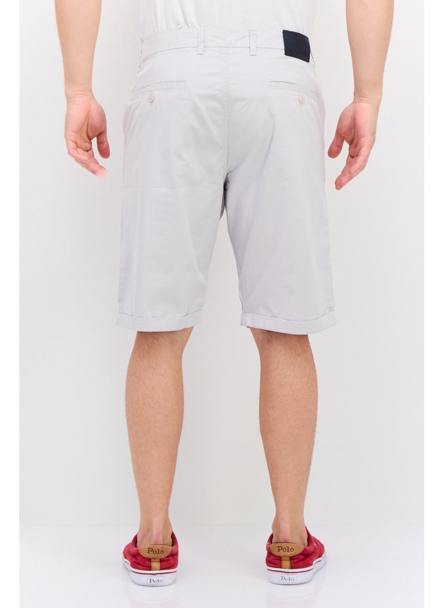 GAS - Men Solid Chino Shorts, Light Grey - Image 1