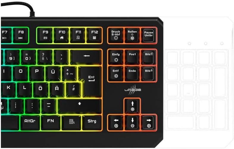 uRage Exodus 220 RGB Gaming Keyboard Compact 87-Key Mechanical Feel, Rainbow Backlit USB Wired Keyboard Anti-Ghosting for PC Laptop Gaming, Space-Saving Tenkeyless Design Windows Compatible, Black - Image 3
