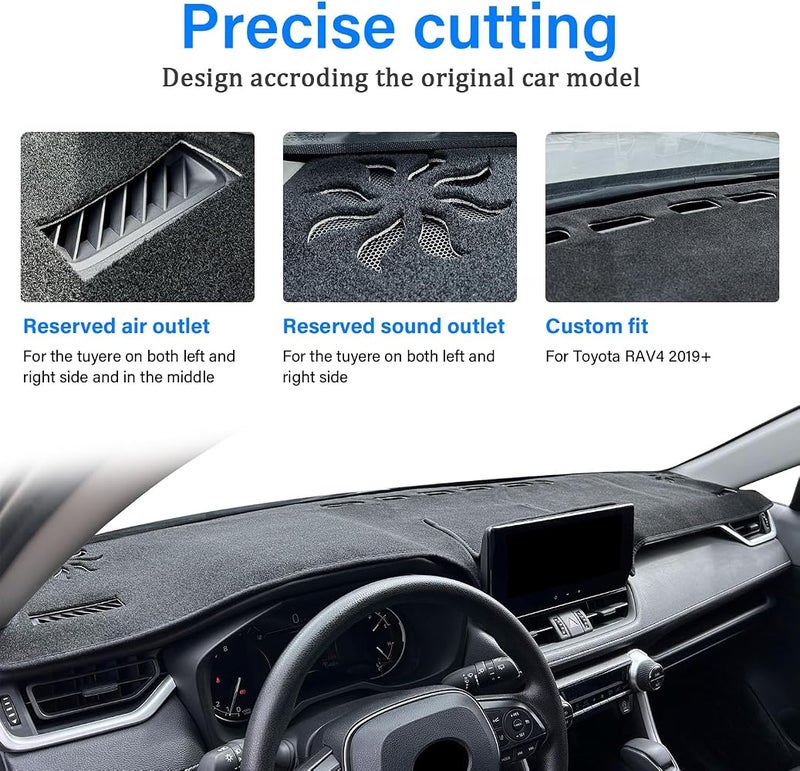 REMOCH for Toyota Rav4 Accessories 2025 2024 2023 2022 2021 2020 2019 Dashboard Cover Dash Cover Mat Custom Fit Center Console Cover Sunshield Protector RAV 4 Pad（Black Trim） - Image 3