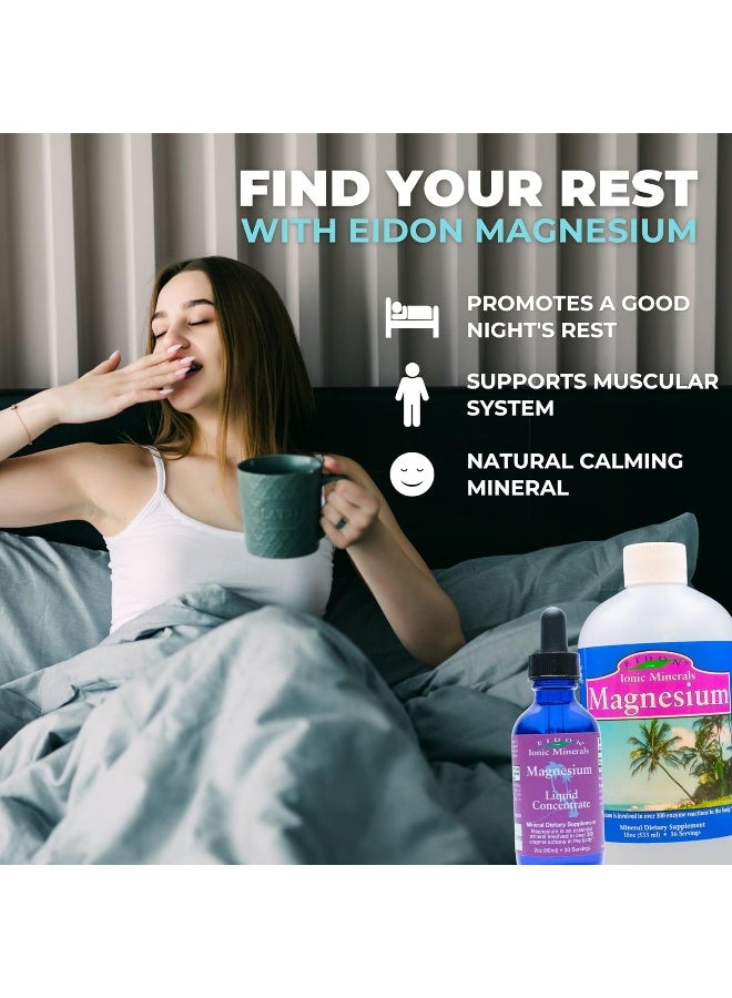 Eidon Ionic Minerals Liquid Magnesium Concentrate - Supports Muscle Relaxation, Ionic, Bioavailable, All-Natural, Vegan, Gluten-Free, No Additives Or Preservatives - Magnesium Liquid, 2 Ounce Bottle