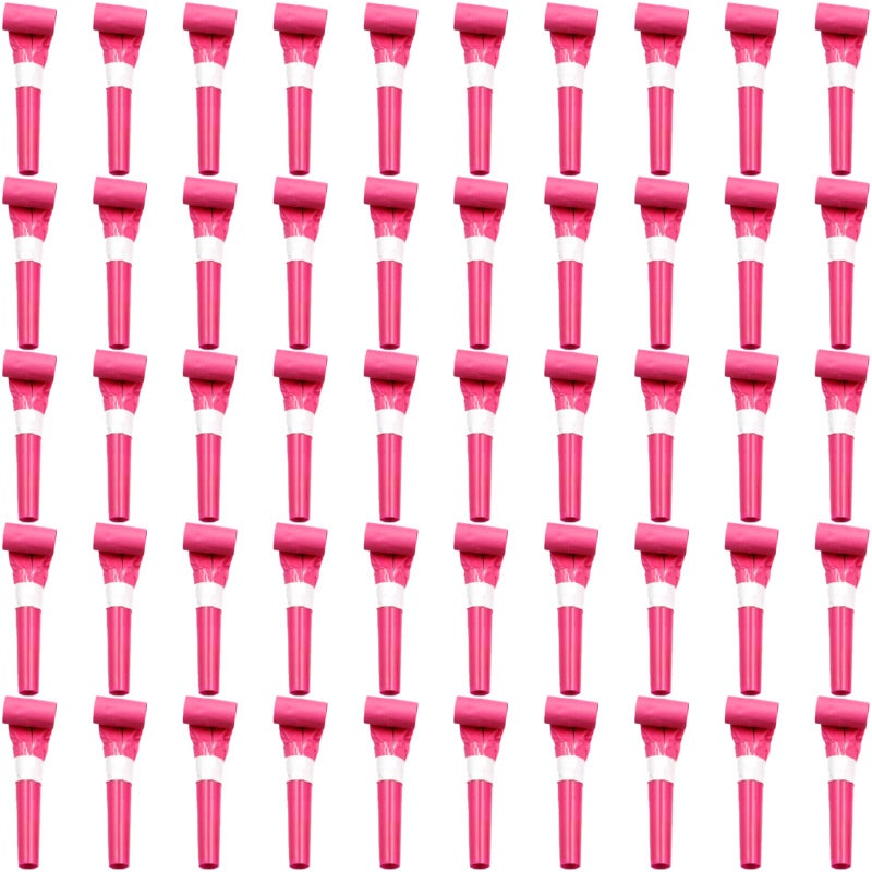 ywmigl 50 Pcs Rose Red Party Blowers for Kids Funny Blower Noise Makers Blowouts Horns Whistles Perfect for Birthday Parties New Years Sporting Events Party Supplies Rose Red - Image 3