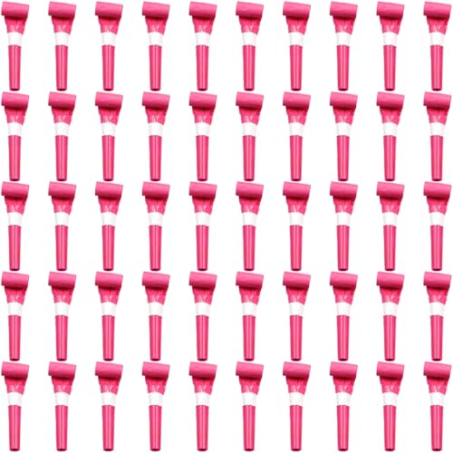 ywmigl 50 Pcs Rose Red Party Blowers for Kids Funny Blower Noise Makers Blowouts Horns Whistles Perfect for Birthday Parties New Years Sporting Events Party Supplies Rose Red - Image 1
