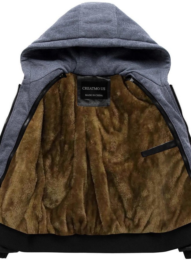CREATMO US Men's Faux Leather Waterproof Windproof PU Moto Vintage Bomber Hoodie Jacket with Removable Hood, [Black Velvet Lined, - Image 2