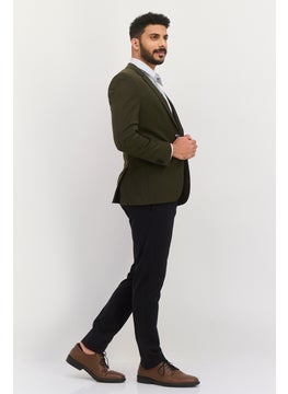 HUGO by Hugo Boss Men Regular Fit Plain Semi-Formal Blazer, Dark Olive  - Image 2
