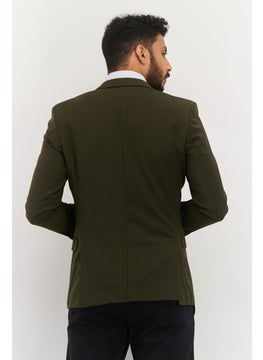 HUGO by Hugo Boss Men Regular Fit Plain Semi-Formal Blazer, Dark Olive  - Image 3