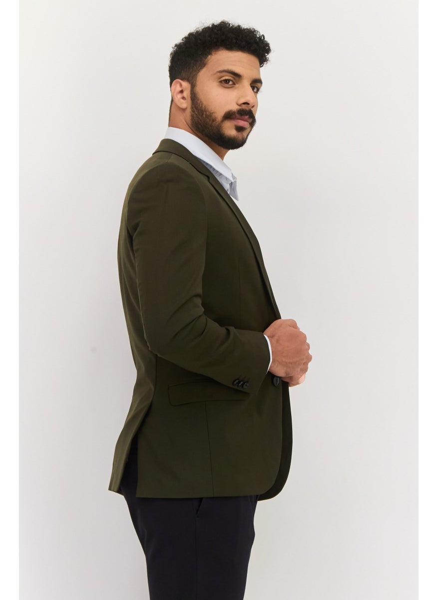 HUGO by Hugo Boss Men Regular Fit Plain Semi-Formal Blazer, Dark Olive  - Image 4