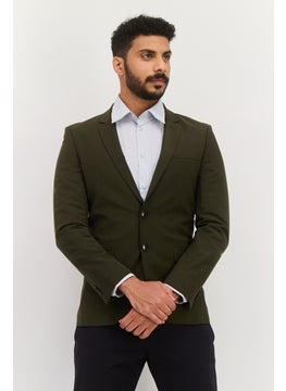 HUGO by Hugo Boss Men Regular Fit Plain Semi-Formal Blazer, Dark Olive  - Image 1