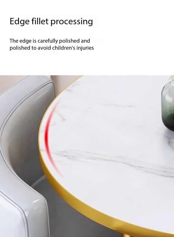 fashionhome Set of 5 Modern Compact Design Dinning Table Chair Set Round Ergonomic Chairs and Table for Kitchen Home Office Conference Room 80x75 and 59x73 cm - Image 2