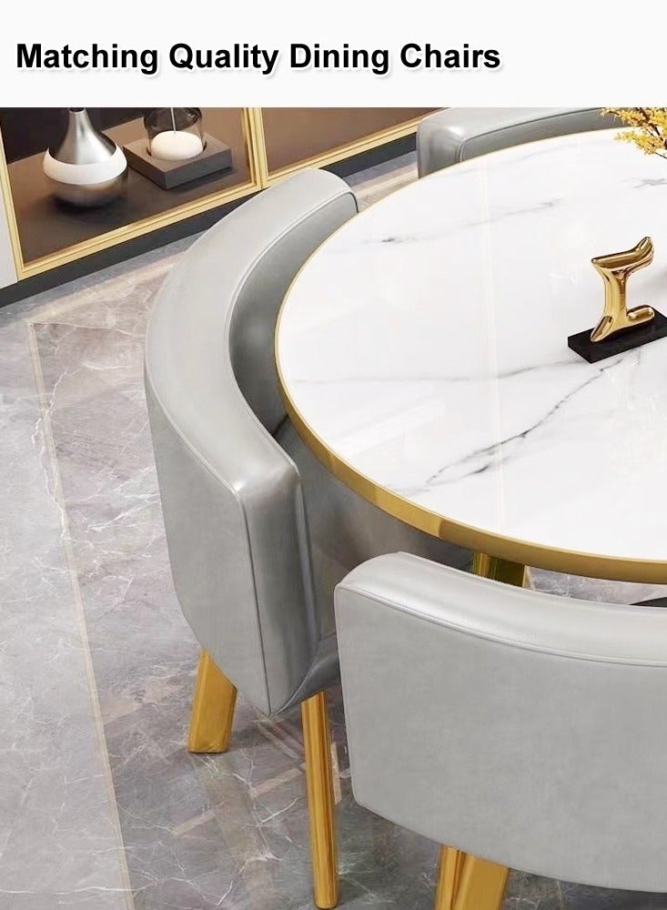 fashionhome Set of 5 Modern Compact Design Dinning Table Chair Set Round Ergonomic Chairs and Table for Kitchen Home Office Conference Room 80x75 and 59x73 cm - Image 4