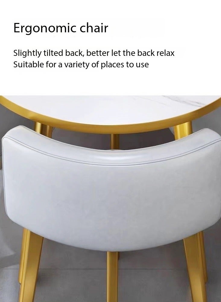 fashionhome Set of 5 Modern Compact Design Dinning Table Chair Set Round Ergonomic Chairs and Table for Kitchen Home Office Conference Room 80x75 and 59x73 cm - Image 3