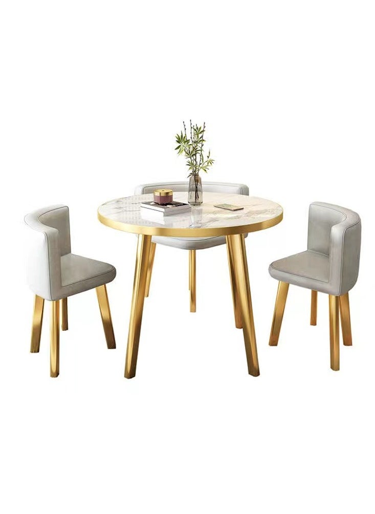 Set of 5 Modern Compact Design Dinning Table Chair Set Round Ergonomic Chairs and Table for Kitchen Home Office Conference Room 80x75 and 59x73 cm