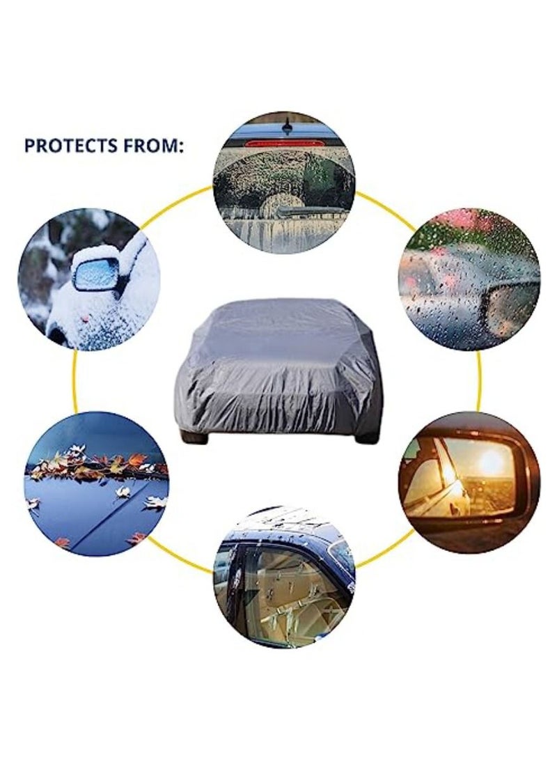 يوويل غطاء سيارة عالي التحمل مقاوم للماء في جميع الأحوال الجوية يحمي من المطر والثلج والشمس والأشعة فوق البنفسجية والبرد للسيارات، غطاء خارجي كامل من البرومينيوم للاستخدام الداخلي أو الخارجي XXL 560X175X120CM - Image 3