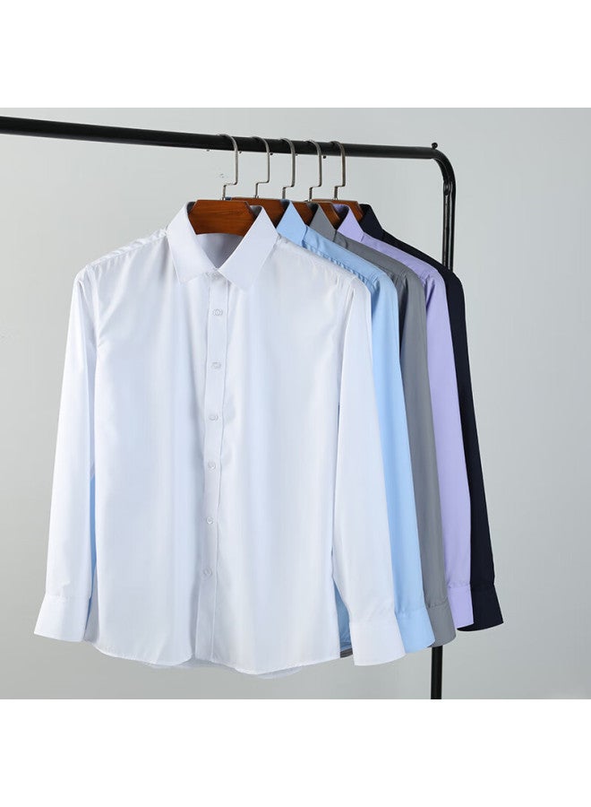 ROMON Romon Long-sleeve Dress Shirt For Men, Wrinkle-resistant, No-iron Top, Spring And Autumn Business Professional Work Uniform, Wedding Shirt For Men, K2 White, Size 40  - Image 5