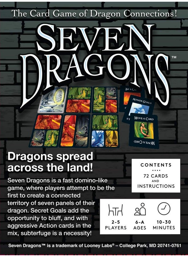 Looney Labs Looney Labs Seven Dragons Card Game - Create a Dragon Territory with Strategic Gameplay  - Image 2