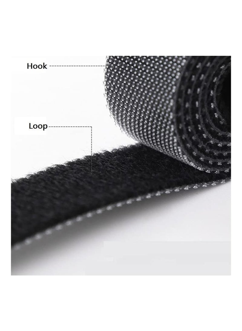 Reusable Cable Ties Divisible Wire Organizer Hook Loop Cable Tidy Management Straps for Home Office Computer TV Power Cables Black 5M