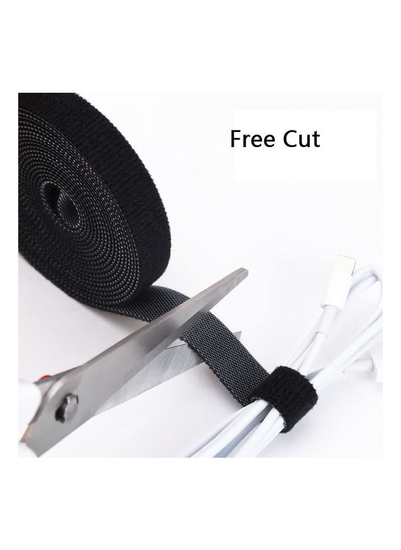 Reusable Cable Ties Divisible Wire Organizer Hook Loop Cable Tidy Management Straps for Home Office Computer TV Power Cables Black 5M