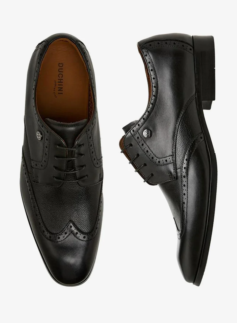DUCHINI Men Lace-Up Leather Derby Shoes