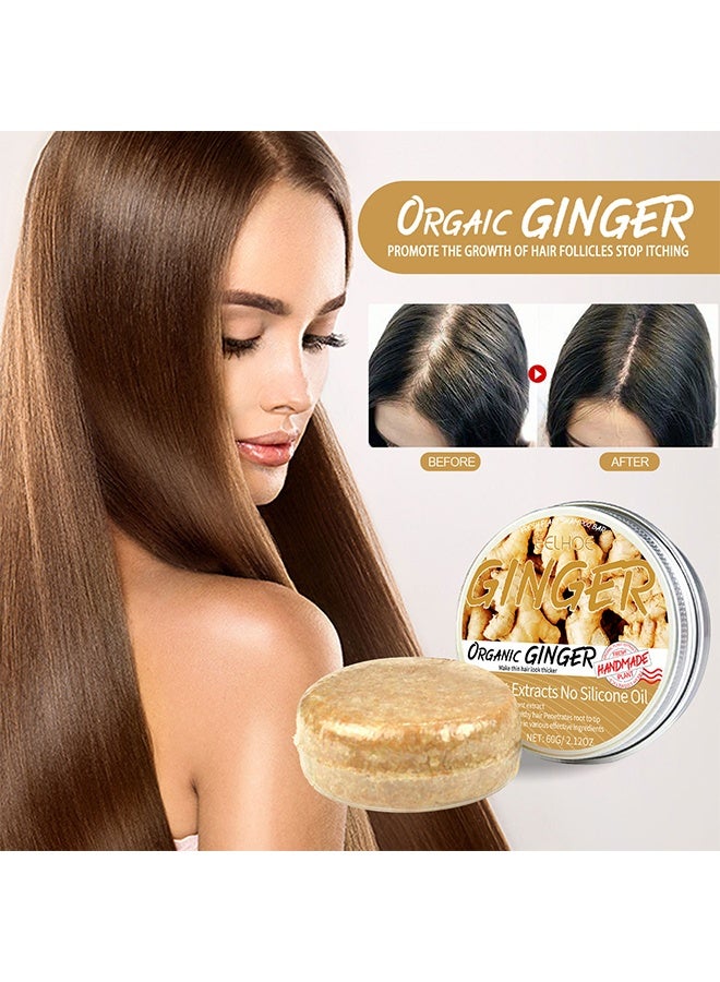إيلهو Organic Ginger Soap,Ginger Hair Regrowth Shampoo Bar, Natural,Organic,Promotes Hair Growth for Men and Women - Image 1