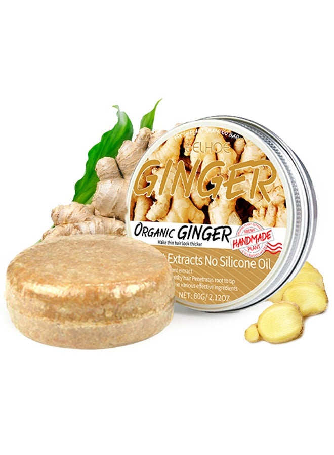 إيلهو Organic Ginger Soap,Ginger Hair Regrowth Shampoo Bar, Natural,Organic,Promotes Hair Growth for Men and Women - Image 2