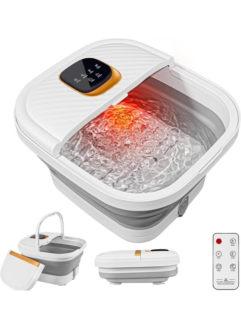 YOUWE7 Collapsible Foot Spa with Heat,Remote Temperature Control and Bubble,Foot Bath Tub with 6 Massage Rollers,Timer and Pumice Stone,Electric Pedicure Foot Spa Machine for Feet Care - Image 1