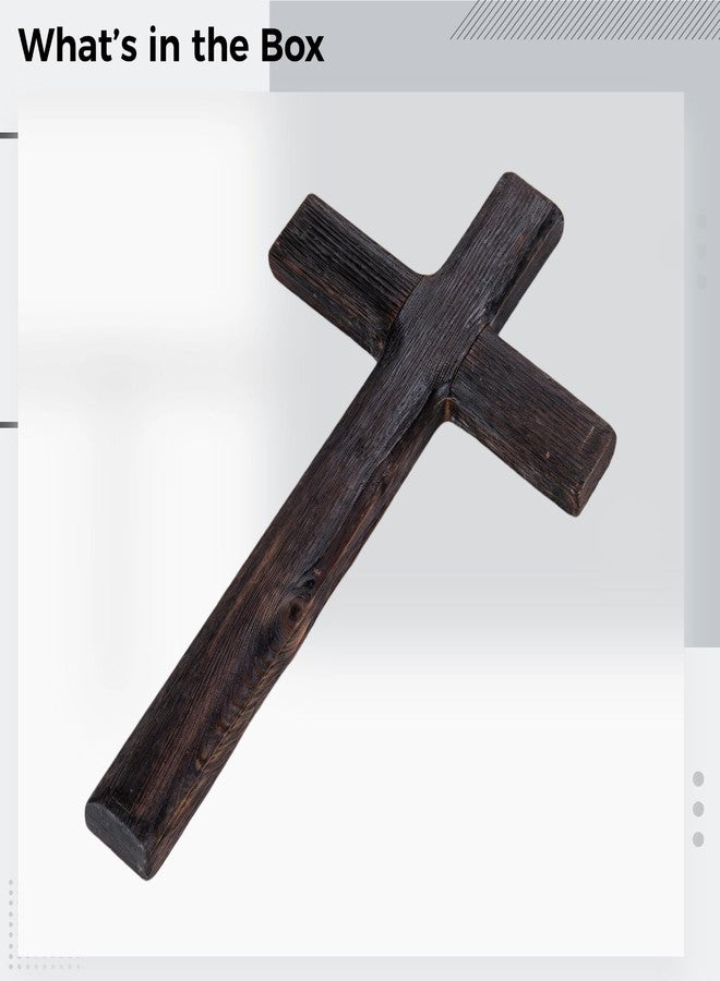 DORMIYA Epicover Rustic Wooden Cross, Black Pine Wood Wall Mounted Cross with Charred Finish, Hanging Holy Jesus, Perfect for Home, Office, and Church Decor, 11 x 6.3 inches - Image 5
