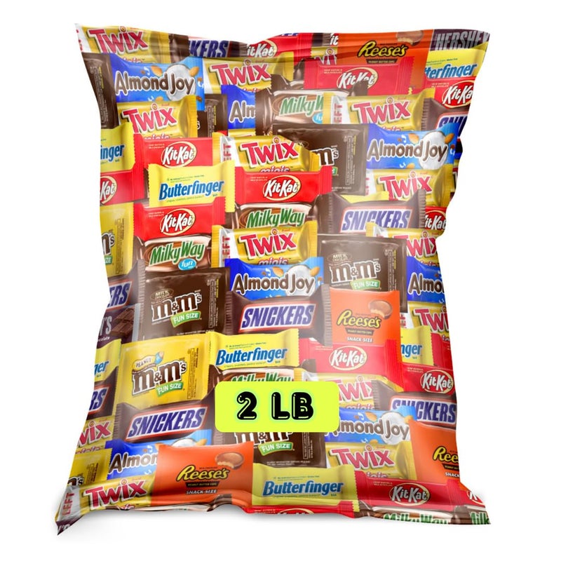 Bulk Assorted Fun-Size Chocolate Candy Mix - 2 lb Variety Bag - Individually Wrapped Mini Chocolates for Parties, Candy Buffets, Office Snacks, Pinatas, Weddings & Holiday Celebrations