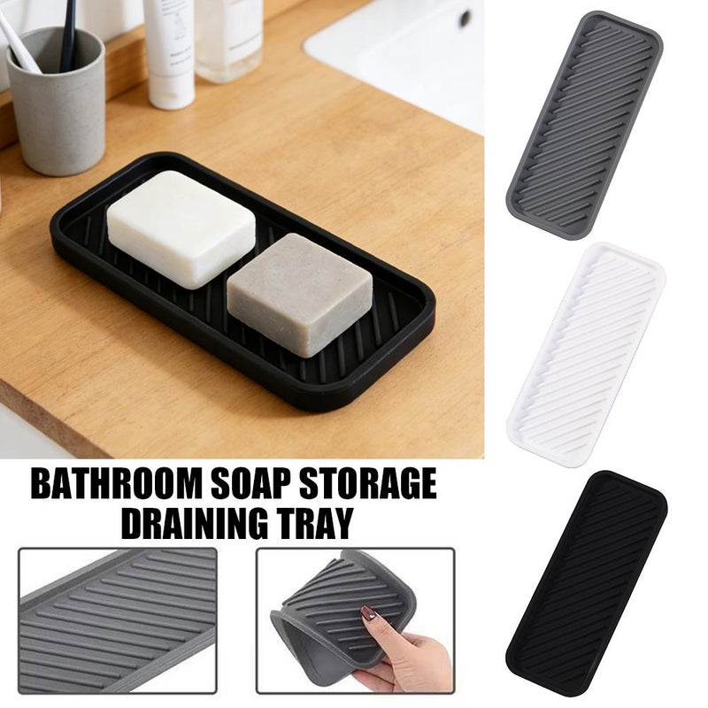 Silicone drain tray for bathroom soap storage and kitchen cup/water cup tray - Image 3