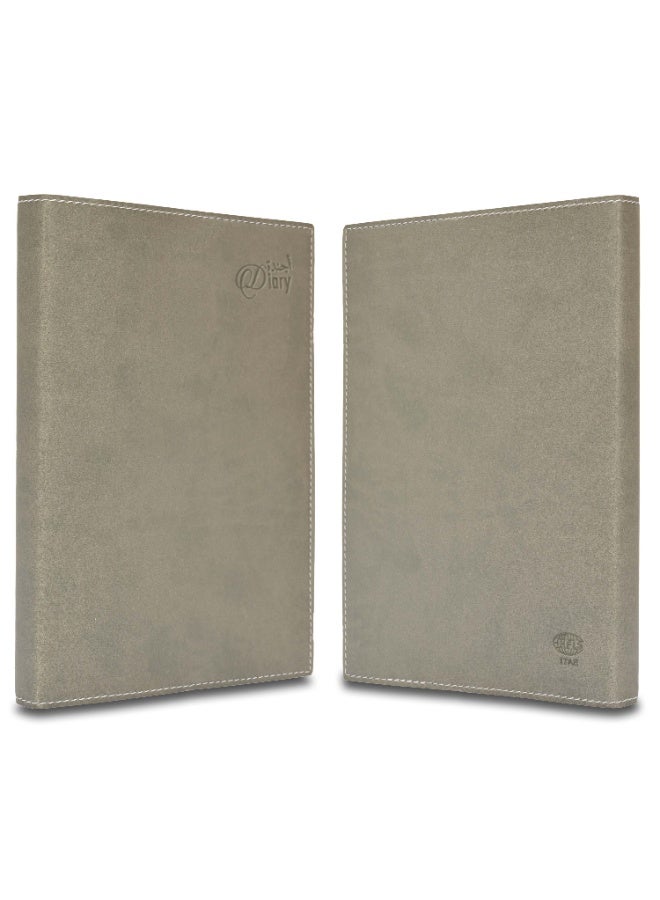 FIS 2027 A5 Diary, 148x210mm, Soft Jacket Italian PU Cover with Sewing, 1 Day Page Format, 384 Pages, Arabic/English, 70gsm Italian Ivory Paper, Grey Cover - FSDI17AE27GY - Image 3