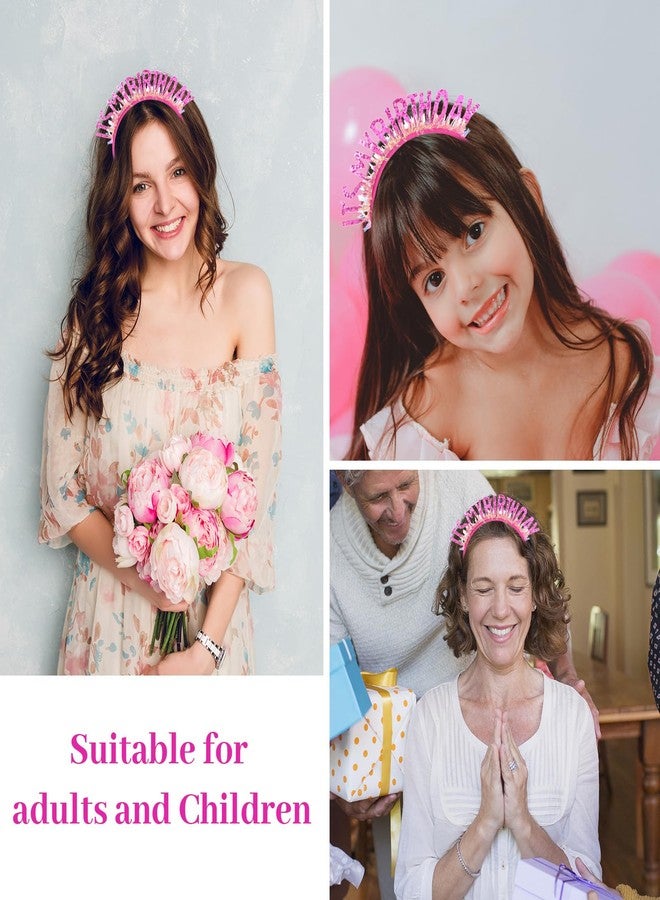 CAVETEE Birthday Crown and Headband for Girls and Women - 'It's My Birthday' Pink Crown - Image 3