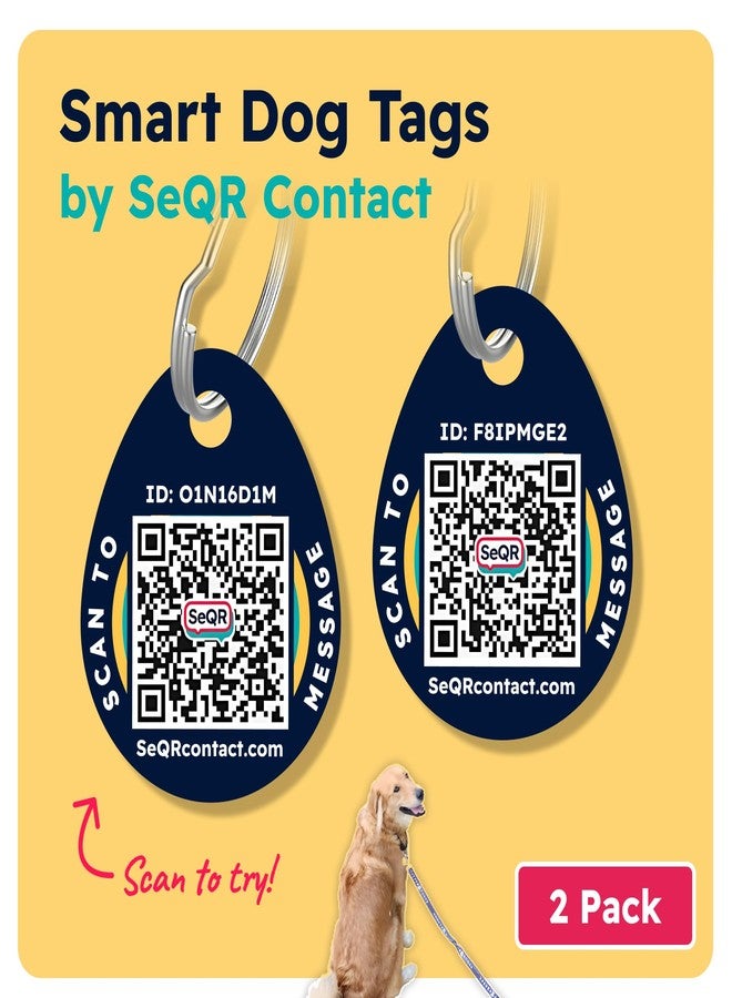 SeQR Smart Dog Cat Tag - Custom QR Code Pet ID, Durable Acrylic, 2 Pack, Round, No Subscription Fees - Image 1