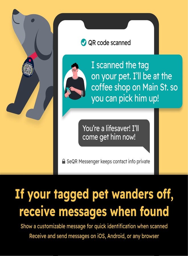 SeQR Smart Dog Cat Tag - Custom QR Code Pet ID, Durable Acrylic, 2 Pack, Round, No Subscription Fees - Image 3