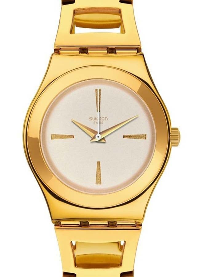 Swatch ساعة يد نسائية بحركة كوارتز جولدنلي مقاومة للماء - 34 ملم - Image 1